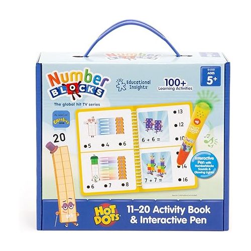  Educational Insights Hot Dots Numberblocks Workbook Numbers 11-20 with Interactive Pen, 60+ Activities, Gift for Kids Ages 5+