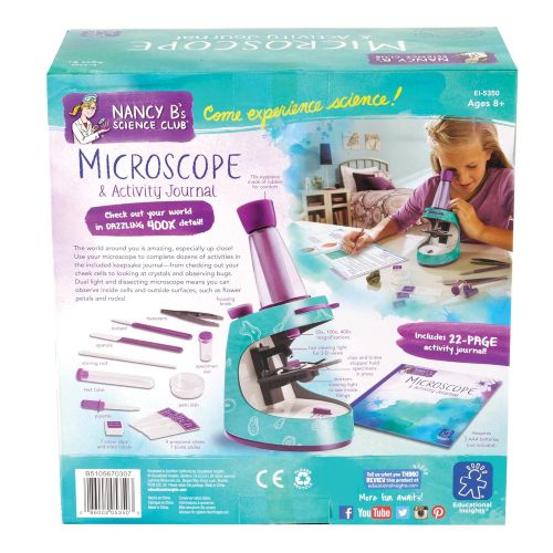  Educational Insights Nancy Bs Science Club Microscope and 22-Page Activity Journal, 400x Magnification, Science for Kids