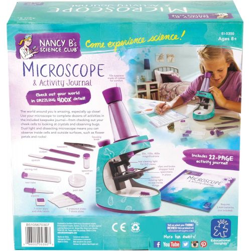  [아마존베스트]Educational Insights Nancy Bs Science Club Microscope and 22-Page Activity Journal, 400x Magnification, Science for Kids