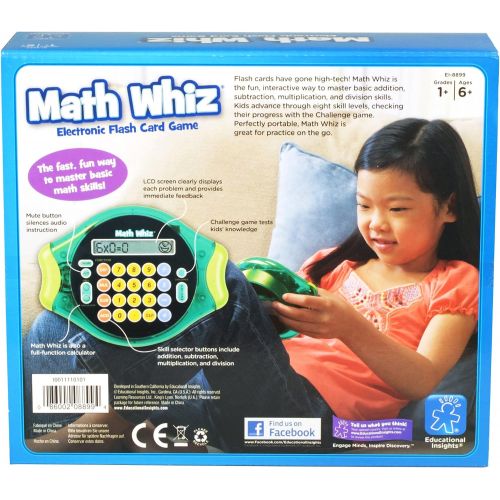 Educational Insights Math Whiz - Electronic Math Game for Kids Ages 6+, Addition, Subtraction, Multiplication & Division, Classroom Supply