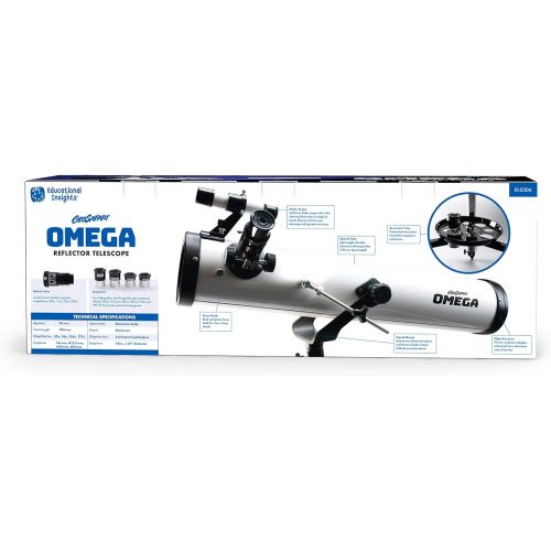  Educational Insights GeoSafari Omega Reflector Telescope, Telescope for Kids & Adults, Supports STEM Learning, Great to Explore Space, Moon, & Stars
