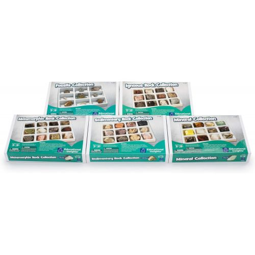  Educational Insights Complete Rock, Mineral, and Fossil Collection, Ages 8 and up, (57 pieces with storage tray)