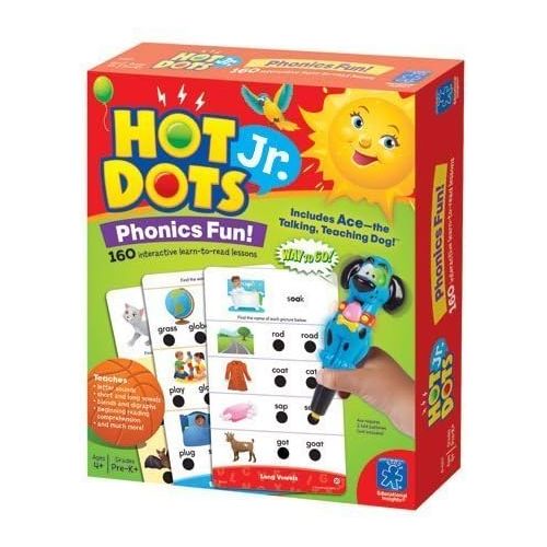  Educational Insights Hot Dots Jr. Phonics Fun! Set with Ace Pen, Ages 4 and Up, (160 Lessons)