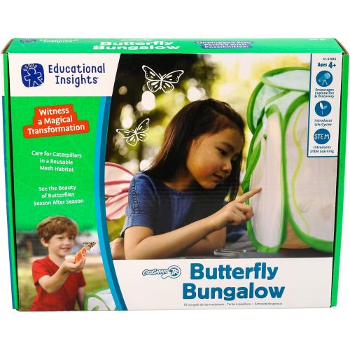  Educational Insights GeoSafari Jr. Butterfly Bungalow, Habitat To Grow Butterflies From Caterpillars, Science Project, Ages 4+