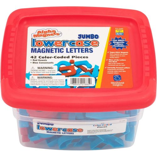  Educational Insights Color-Coded Jumbo Lowercase AlphaMagnets, Set of 42 Lowercase Letters: Perfect for Homeschool & Classroom, Ages 3+