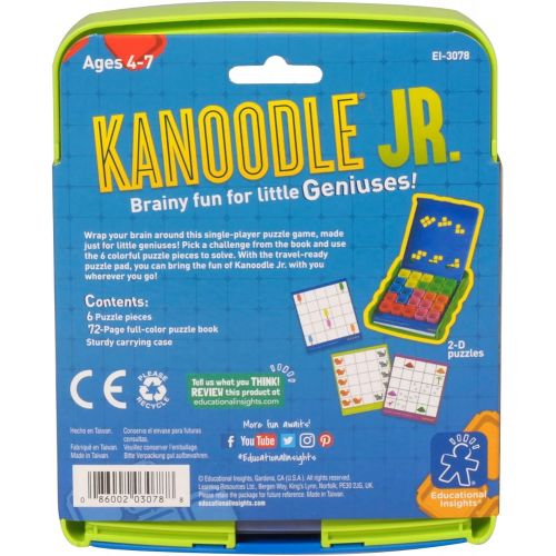  Educational Insights Kanoodle Jr. | Brain Boosting Puzzle Game for Kids | Featuring 60 Challenges│Perfect Stocking Stuffer for Ages 4+