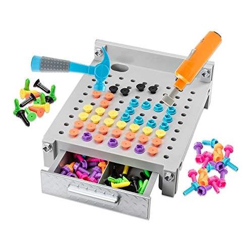  Educational Insights Design & Drill My First Workbench (Gray) Supports STEM Learning, Ages 3 and Up, (125+ Pieces)