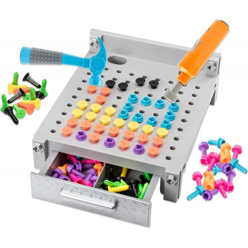  Educational Insights Design & Drill My First Workbench (Gray) Supports STEM Learning, Ages 3 and Up, (125+ Pieces)