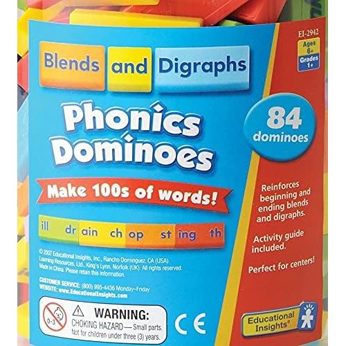  Educational Insights Phonics Dominoes - Blends & Digraphs, Ages 7 and Up, (84 pieces)