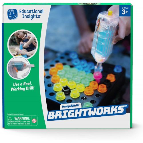  Educational Insights Design & Drill BrightWorks  84-Piece Light Up Drill Set, STEM Learning with Toy Drill: Ages 3+