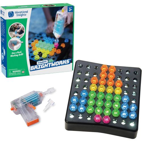  Educational Insights Design & Drill BrightWorks  84-Piece Light Up Drill Set, STEM Learning with Toy Drill: Ages 3+