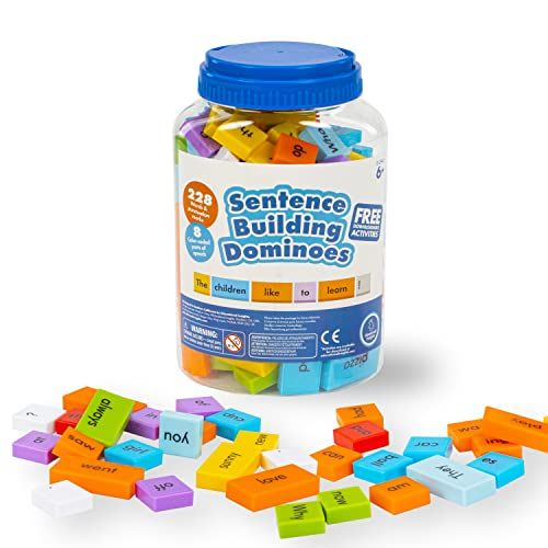  Educational Insights Sentence Building Dominoes, Ages 6 and Up, (114 Double-Sided Pieces and Storage Container)