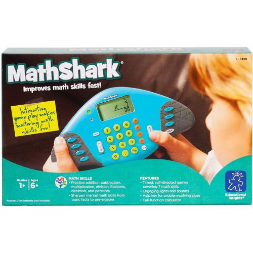  [아마존베스트]Educational Insights MathShark Electronic Math Game: Practice Addition, Subtraction, Multiplication & Division, Fractions, Decimals & Percentages, Ages 6+