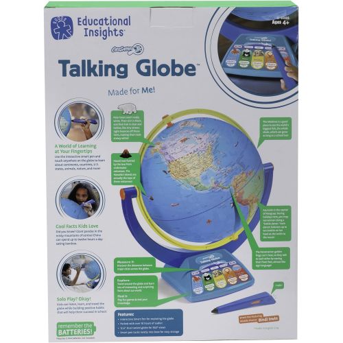  [아마존베스트]Educational Insights GeoSafari Jr. Talking Globe Featuring Bindi Irwin, Globes for Kids, Interactive Globe with Talking Pen, Ages 4+