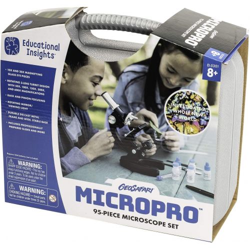  [아마존베스트]Educational Insights GeoSafari Micropro 48-Piece Microscope Set, Prepared Slides, Instruction and Activity Guide, Ages 8 and up, (48 pieces)