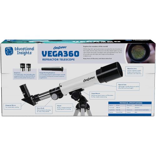  [아마존베스트]Educational Insights GeoSafari Vega 360 Telescope, Beginner Telescope for Kids & Adults, Supports STEM Learning, Great to Explore Space, Moon, & Stars