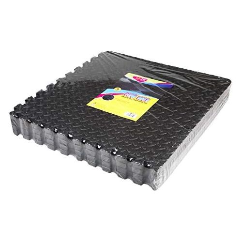  [아마존베스트]Edukit Protective mats set extra thick 2 cm premium fitness equipment underlay mat set of 4 60 x 60 cm 1.5 m² Black Floor Protection Mats Interlocking Indoor Outdoor