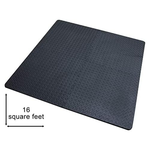  [아마존베스트]Edukit Protective mats set extra thick 2 cm premium fitness equipment underlay mat set of 4 60 x 60 cm 1.5 m² Black Floor Protection Mats Interlocking Indoor Outdoor