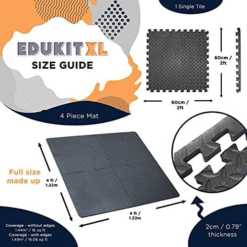  [아마존베스트]Edukit Protective mats set extra thick 2 cm premium fitness equipment underlay mat set of 4 60 x 60 cm 1.5 m² Black Floor Protection Mats Interlocking Indoor Outdoor