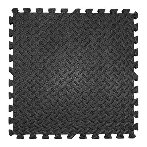  [아마존베스트]Edukit Protective mats set extra thick 2 cm premium fitness equipment underlay mat set of 4 60 x 60 cm 1.5 m² Black Floor Protection Mats Interlocking Indoor Outdoor