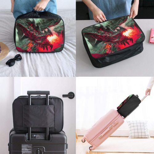  Edward Barnard-bag Magma Fire Dragon Art Travel Lightweight Waterproof Foldable Storage Carry Luggage Large Capacity Portable Luggage Bag Duffel Bag