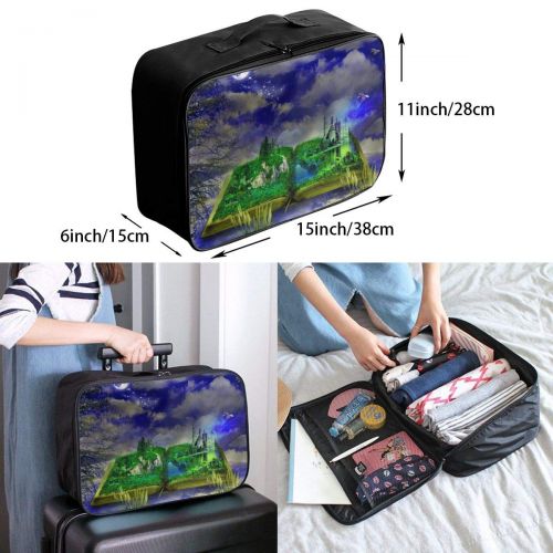  Edward Barnard-bag Castle Night Moon Books Travel Lightweight Waterproof Foldable Storage Carry Luggage Large Capacity Portable Luggage Bag Duffel Bag