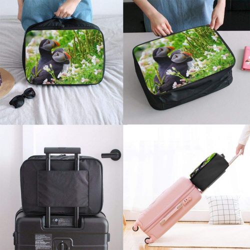  Edward Barnard-bag Puffin Couple Flowers Dew Travel Lightweight Waterproof Foldable Storage Carry Luggage Large Capacity Portable Luggage Bag Duffel Bag