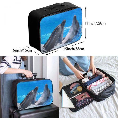  Edward Barnard-bag Dolphins Playing In The Water Travel Lightweight Waterproof Foldable Storage Carry Luggage Large Capacity Portable Luggage Bag Duffel Bag