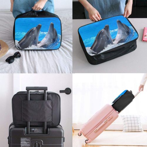  Edward Barnard-bag Dolphins Playing In The Water Travel Lightweight Waterproof Foldable Storage Carry Luggage Large Capacity Portable Luggage Bag Duffel Bag