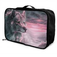 Edward Barnard-bag Cold Lonely Wolf Travel Lightweight Waterproof Foldable Storage Carry Luggage Large Capacity Portable Luggage Bag Duffel Bag