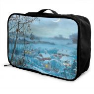 Edward Barnard-bag Painting Winter Village Snow Travel Lightweight Waterproof Foldable Storage Carry Luggage Large Capacity Portable Luggage Bag Duffel Bag