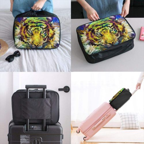  Edward Barnard-bag Artwork Carnivore Predator Tiger Travel Lightweight Waterproof Foldable Storage Carry Luggage Large Capacity Portable Luggage Bag Duffel Bag