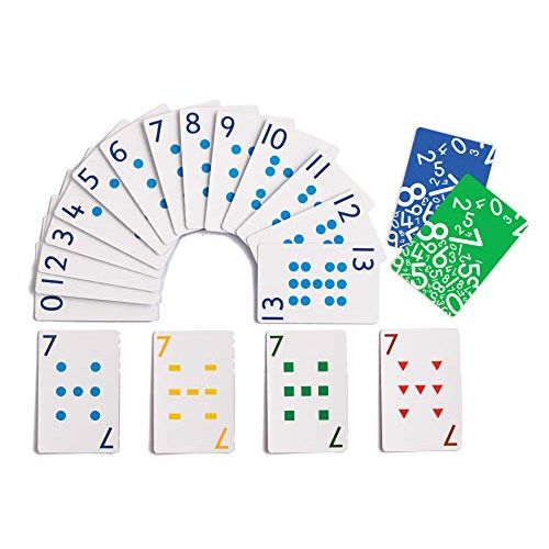  Edx Education School Friendly Playing Cards - Set of 8 Decks - Includes 448 Cards - Multicolored Patterned Cards Numbered 0-13 for Gameplay - Teach Number Concepts, Counting, Match