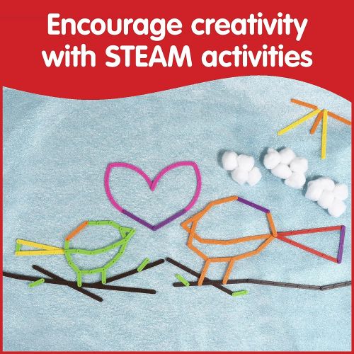  Edx Education Junior GeoStix - In Home Learning Toy for Early Math and Creativity - 200 Multicolored Construction Sticks - 30 Double-Sided Activity Cards - Geometric Manipulative