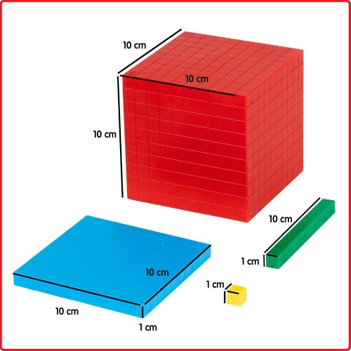  Edx Education Four Color Plastic Base Ten Set - in Home Learning Manipulative for Early Math - Set of 121 - Teach Kids Number Concepts, Place Value and Volume