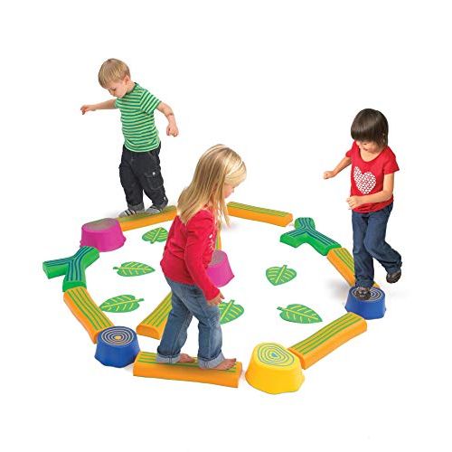  edxeducation-63092 Step-a-Forest - in Home Learning Supplies for Kids Physical Play - 22 Piece Obstacle Course - Indoor and Outdoor - Exercise and Gross Motor Skills - Coordination