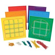 edxeducation-7748 Double-Sided Geoboards - 5 x 5 Grid/24 Pin Circular Array - Set of 6 - Includes Rubber Bands - Ideal for Ages 5+ - Geometry Math Manipulative - Teach Angles and S