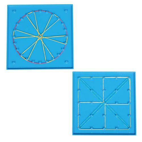  edxeducation-7748 Double-Sided Geoboards - 5 x 5 Grid/24 Pin Circular Array - Set of 6 - Includes Rubber Bands - Ideal for Ages 5+ - Geometry Math Manipulative - Teach Angles and S