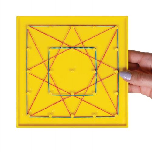  edxeducation-7748 Double-Sided Geoboards - 5 x 5 Grid/24 Pin Circular Array - Set of 6 - Includes Rubber Bands - Ideal for Ages 5+ - Geometry Math Manipulative - Teach Angles and S