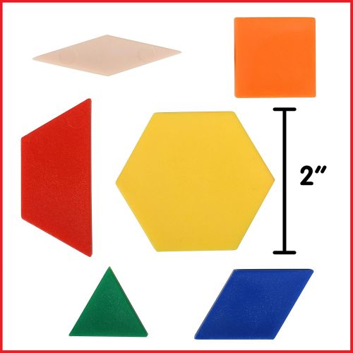  Edx Education Plastic Pattern Blocks - in Home Learning Manipulative for Early Geometry - Set of 250 - Shape Recognition, Symmetry, Patterning and Fractions - Ages 4+