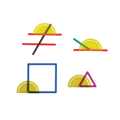  Learning Advantage GeoStix Basic Set - 80 Construction Sticks - 24 Activity Cards - 2 Protractors - Build 2D Shapes and Measure Angles - Teach Geometry with Construction