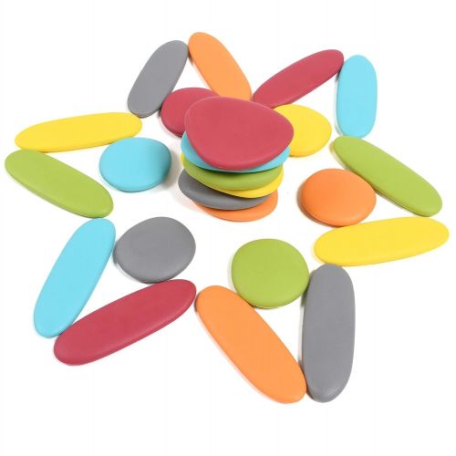  edxeducation - LAD-229 13229 Junior Rainbow Pebbles - Earth Colors - Mini Jar - Ages 18M+ - Sorting and Stacking Stones - Early Math Manipulative for Children - First Counting and