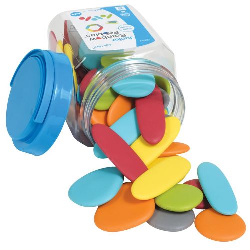  edxeducation - LAD-229 13229 Junior Rainbow Pebbles - Earth Colors - Mini Jar - Ages 18M+ - Sorting and Stacking Stones - Early Math Manipulative for Children - First Counting and