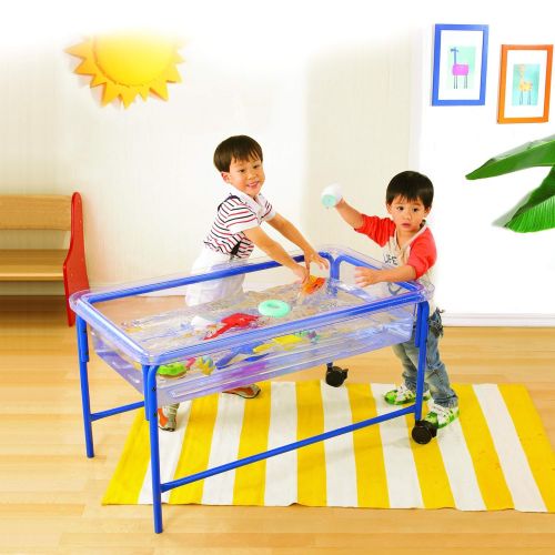  edxeducation Sand and Water Play Table - in Home Learning Station for Kids Sensory Play - 23” High - Tubular Steel Frame - Includes Cover and Plug - Indoor and Outdoor