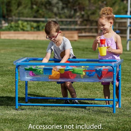  edxeducation Sand and Water Play Table - in Home Learning Station for Kids Sensory Play - 23” High - Tubular Steel Frame - Includes Cover and Plug - Indoor and Outdoor