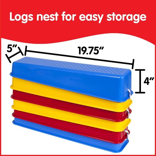  Edx Education Step-a-Logs - in Home Learning Supplies for Physical Play - Indoor and Outdoor - Exercise and Gross Motor Skills - Stackable - Build Coordination