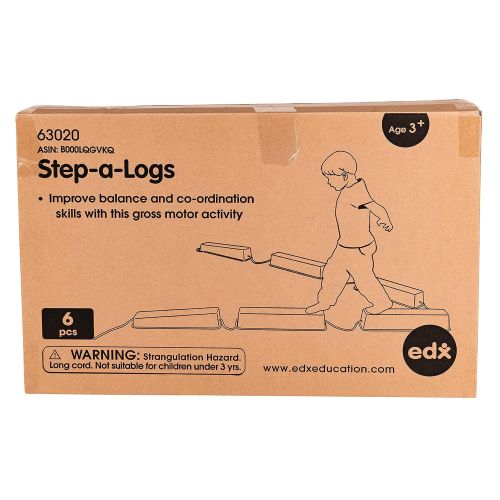  Edx Education Step-a-Logs - in Home Learning Supplies for Physical Play - Indoor and Outdoor - Exercise and Gross Motor Skills - Stackable - Build Coordination