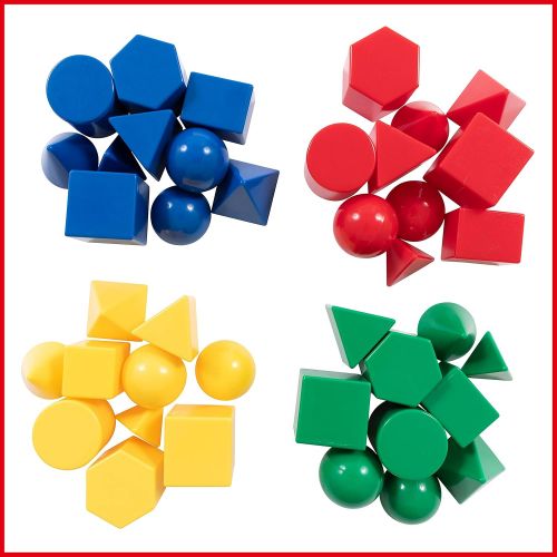  [아마존베스트]Edx Education Mini Geometric Solids - In Home Learning Toy for Early Math & Geometry - Set of 40 - Multicolored 3D Shapes - Math Manipulative For Kids