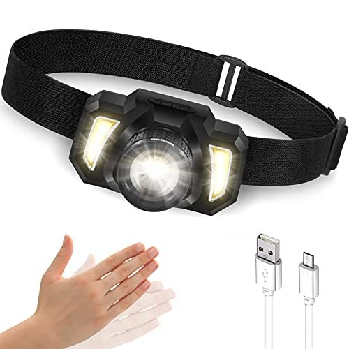  Headlamp Flashlight, EECOO Rechargeable LED Head Lamp, Super-Bright Zoomable Waterproof Headlight, with 6 Modes and Adjustable Headband, Perfect for Outdoors Camping, Hiking, Runni