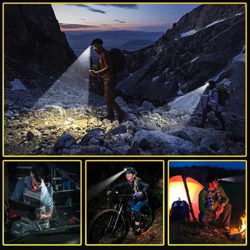  Headlamp Flashlight, EECOO Rechargeable LED Head Lamp, Super-Bright Zoomable Waterproof Headlight, with 6 Modes and Adjustable Headband, Perfect for Outdoors Camping, Hiking, Runni